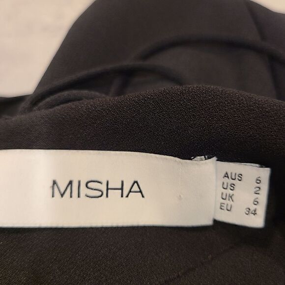 MISHA Bernadina Crisscross Open Back Plunging Bodycon Black Dress | 2 - Picture 5 of 8